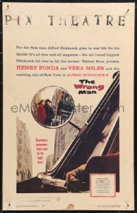 1b1757 WRONG MAN WC 1957 Henry Fonda, Vera Miles, Alfred Hitchcock, cool rear view mirror art!