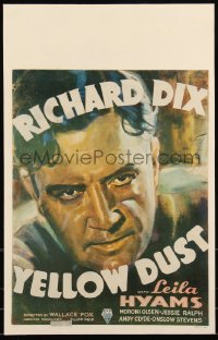 1b1758 YELLOW DUST WC 1936 incredible super close up art of tough guy Richard Dix, very rare!