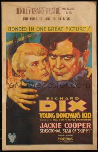 1b1759 YOUNG DONOVAN'S KID WC 1933 Cardiff art of Richard Dix protecting Jackie Cooper, very rare!