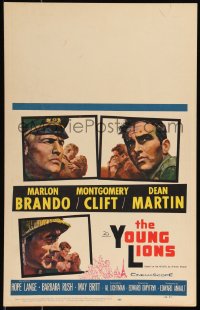 1b1760 YOUNG LIONS WC 1958 art of Nazi Marlon Brando, Dean Martin & Montgomery Clift in WWII!