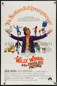 1b1445 WILLY WONKA & THE CHOCOLATE FACTORY 1sh 1971 Gene Wilder, it's scrumdidilyumptious!