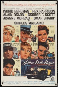 1b1448 YELLOW ROLLS-ROYCE 1sh 1965 Ingrid Bergman, Alain Delon, Howard Terpning art of car & stars!