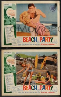 1b2092 BEACH PARTY 8 LCs 1963 images of Frankie Avalon & Annette Funicello, surfing & romance!