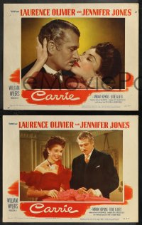 1b2093 CARRIE 8 LCs 1952 romantic Laurence Olivier & Jennifer Jones, William Wyler directed!