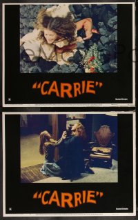 1b2094 CARRIE 8 LCs 1976 Stephen King, Sissy Spacek & Piper Laurie, complete set w/spoiler card!