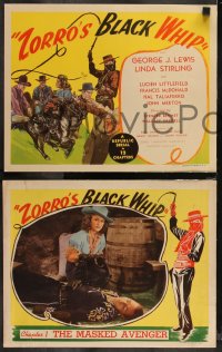 1b2138 ZORRO'S BLACK WHIP 7 chapter 1 LCs 1944 Linda Stirling as female Masked Avenger, full color!