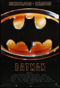 1c1026 BATMAN 1sh 1989 directed by Tim Burton, cool image of Bat logo, new credit design!