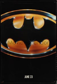 1c1027 BATMAN teaser 1sh 1989 directed by Tim Burton, cool image of Bat logo, glossy finish!