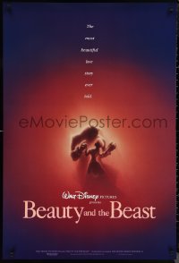 1c1033 BEAUTY & THE BEAST DS 1sh 1991 Disney cartoon classic, romantic dancing art by John Alvin!