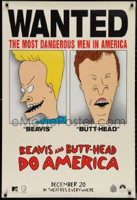1c1034 BEAVIS & BUTT-HEAD DO AMERICA teaser 1sh 1996 Mike Judge, most dangerous men in America!