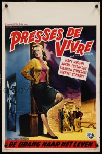 1c0487 LIVE FAST DIE YOUNG Belgian 1958 art of bad girl Mary Murphy on street corner!