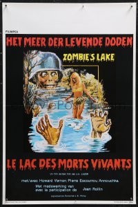 1c0502 ZOMBIE LAKE Belgian 1981 Le Lac Des Morts Vivants, great art of Nazi undead & naked girl!