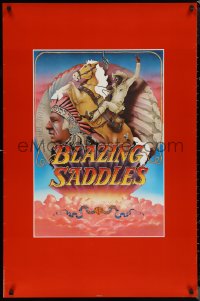 1c1051 BLAZING SADDLES teaser 1sh 1974 Mel Brooks western, cast montage with huge red borders!