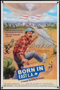 1c1056 BORN IN EAST L.A. 1sh 1987 great artwork of Cheech Marin crossing the border!