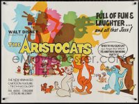 1c0565 ARISTOCATS British quad 1970 Walt Disney feline jazz musical cartoon, great colorful art!