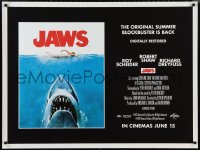 1c0591 JAWS advance DS British quad R2012 art of classic man-eating shark attacking sexy swimmer!