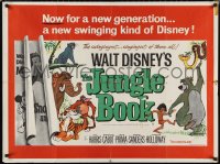 1c0594 JUNGLE BOOK British quad 1968 Walt Disney cartoon classic, art of Mowgli's friends!