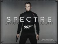 1c0614 SPECTRE teaser DS British quad 2015 cool image of Daniel Craig as James Bond 007 with gun!