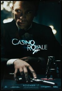 1c1068 CASINO ROYALE teaser DS 1sh 2006 Craig as James Bond sitting at poker table w/gun!