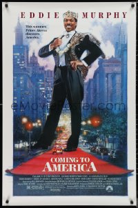 1c1071 COMING TO AMERICA 1sh 1988 great artwork of African Prince Eddie Murphy by Drew Struzan!