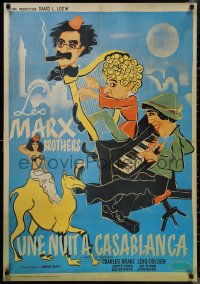 1c0137 NIGHT IN CASABLANCA 27x39 Dutch commercial poster 1980s wonderful art of The Marx Brothers!