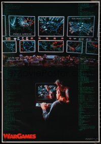 1c0155 WARGAMES 25x36 commercial poster 1983 Broderick plays video games to start World War III!