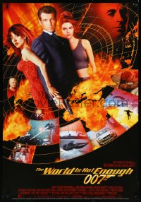 1c0156 WORLD IS NOT ENOUGH 27x39 Dutch commercial poster 1999 Bond, flaming silhouette of sexy girl!