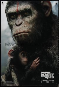 1c1086 DAWN OF THE PLANET OF THE APES style B int'l teaser DS 1sh 2014 close-up of Caesar w/ his son!
