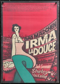 1c0293 IRMA LA DOUCE East German 16x23 1972 Billy Wilder, great art of Shirley MacLaine & Jack Lemmon!