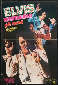 1c0454 ELVIS ON TOUR Finnish 1973 classic artwork of Elvis Presley singing into microphone!