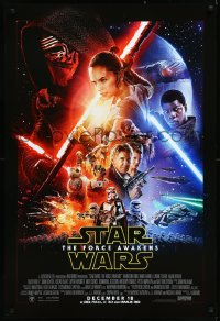 1c1121 FORCE AWAKENS int'l advance DS 1sh 2015 Star Wars: Episode VII, Ford, Fisher, cool montage!