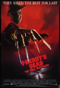 1c1129 FREDDY'S DEAD 1sh 1991 great art of Robert Englund as Freddy Krueger!