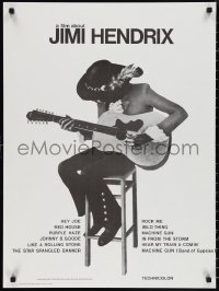 1c0308 JIMI HENDRIX French 23x30 1974 cool art of the rock & roll guitar god playing on chair!
