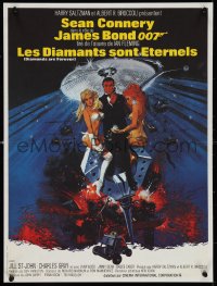 1c0515 DIAMONDS ARE FOREVER French 17x22 R1980s Sean Connery as James Bond 007 by Robert McGinnis!
