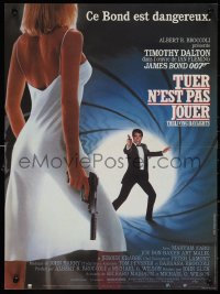 1c0536 LIVING DAYLIGHTS French 15x20 1987 Tim Dalton as James Bond & sexy Maryam d'Abo w/gun!