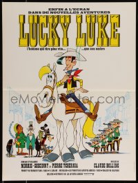 1c0537 LUCKY LUKE French 16x21 1971 great cartoon art of the smoking cowboy hero on his horse!