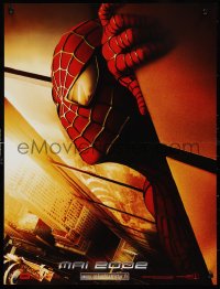 1c0553 SPIDER-MAN teaser French 16x21 2002 close-up of Maguire w/WTC towers in eyes, Marvel!