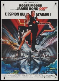 1c0554 SPY WHO LOVED ME French 16x21 R1984 art of Roger Moore as James Bond by Bob Peak!
