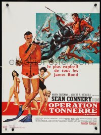 1c0555 THUNDERBALL French 16x21 R1980s art of Sean Connery as James Bond 007 by McGinnis & McCarthy!