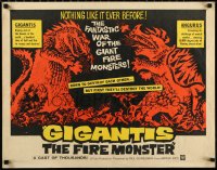 1c0936 GIGANTIS THE FIRE MONSTER 1/2sh 1959 cool art of Godzilla breathing flames at Angurus!