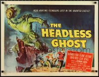 1c0938 HEADLESS GHOST 1/2sh 1959 head-hunting teenagers lost in the haunted castle, art by Brown!