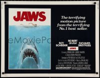 1c0939 JAWS 1/2sh 1975 art of Steven Spielberg's classic man-eating shark attacking sexy swimmer!