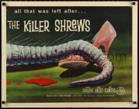 1c0941 KILLER SHREWS 1/2sh 1959 classic horror art of all that was left after the monster attack!