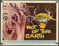 1c0947 NOT OF THIS EARTH 1/2sh 1957 classic close up art of screaming girl & alien monster!