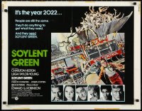 1c0961 SOYLENT GREEN 1/2sh 1973 art of Charlton Heston trying to escape riot control by John Solie!