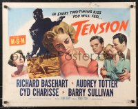 1c0963 TENSION style A 1/2sh 1949 sexy bad girl Audrey Totter, Richard Basehart, Cyd Charisse!
