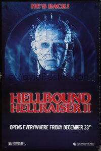 1c1182 HELLBOUND: HELLRAISER II teaser 1sh 1988 Clive Barker, close-up of Pinhead, he's back!