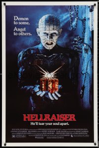 1c1183 HELLRAISER 1sh 1987 Clive Barker horror, great image of Pinhead, he'll tear your soul apart!