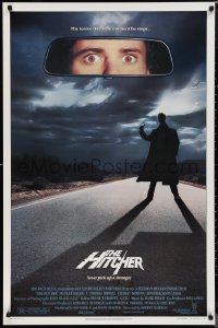 1c1187 HITCHER 1sh 1986 creepy hitchhiker Rutger Hauer, C. Thomas Howell, never pick-up a stranger!