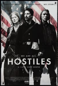 1c1190 HOSTILES advance DS 1sh 2017 Christian Bale, Rosamund Pike, Wes Studi over U.S. flag!